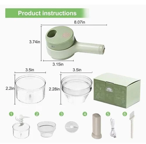 4 in 1 Handheld Electric Vegetable Cutter Set/ Mini Food Electric Chopper