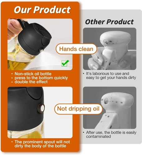 Glass Oil Sprayer and Dispenser Bottle